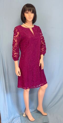 Adrianna Papell Cranberry Spitze soziales Kleid Größe 8 neu mit Etikett - Bild 2 von 6