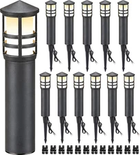 12-Pack Low Voltage Landscape Pathway Lights 3W Outdoor Landscape Lighting 3000K