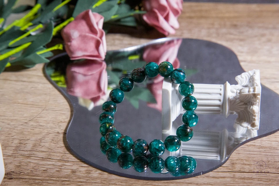 Pulseira de miçangas esmeralda natural Monet's Garden 11 mm | 莫奈花园祖母晶 - Imagem 2 de 4