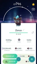Pokemon Shiny Zorua  - TRA'DE 20k Dust Or 1 mill Dust GO - Read Description
