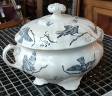 Ancienne Soupière Longchamp Terre de fer Oiseaux R Charbonnier/Art Table Ancien