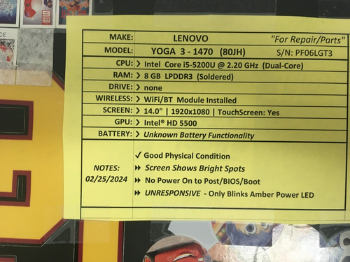 Lenovo Yoga 3 1470 Laptop 14"-Touchscreen i5 8 GB RAM – Teile reagieren nicht – 80 JH - Bild 2 von 5