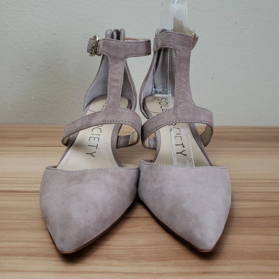 Sole Society Womens Edelyn Blush Pink Leather T-Strap Pump Heels Size 5.5 M - Image 2 of 4