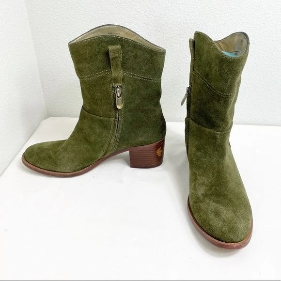 Ботинки Adrienne Vittadini Fonzie зеленые замшевые размер 8 боковая молния и блочный каблук - Изображение 3 из 4
