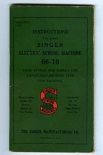 Rare 1940 SINGER Electric Sewing Machine Model 66-16 INSTRUCTIONS Manual BOOKLET