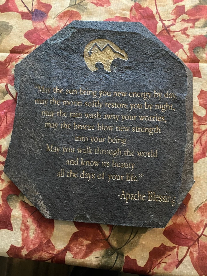 Vintage Real Stone Plaque Featuring an “Apache Blessing" This real stone - Image 3 of 4