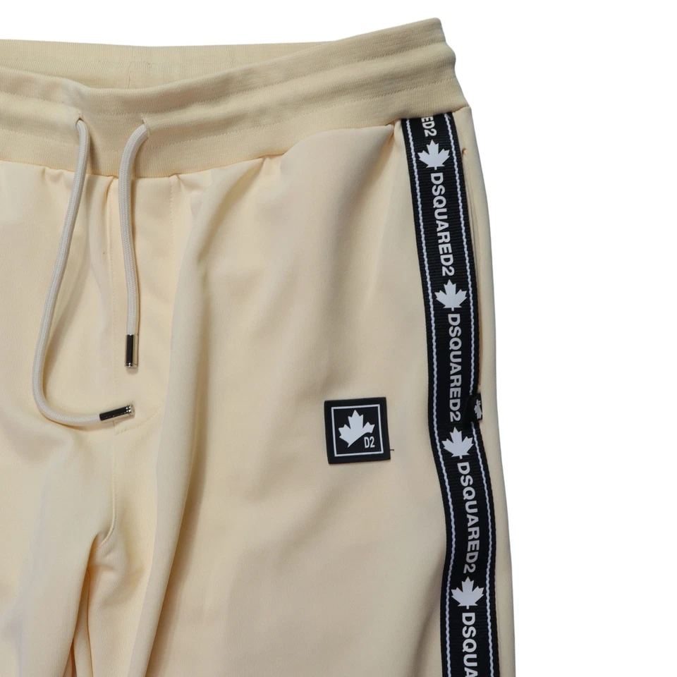Pantalones deportivos Dsquared2 para hombre talla 2XL cremallera al tobillo crema/amarillo claro Foto 4 de 4