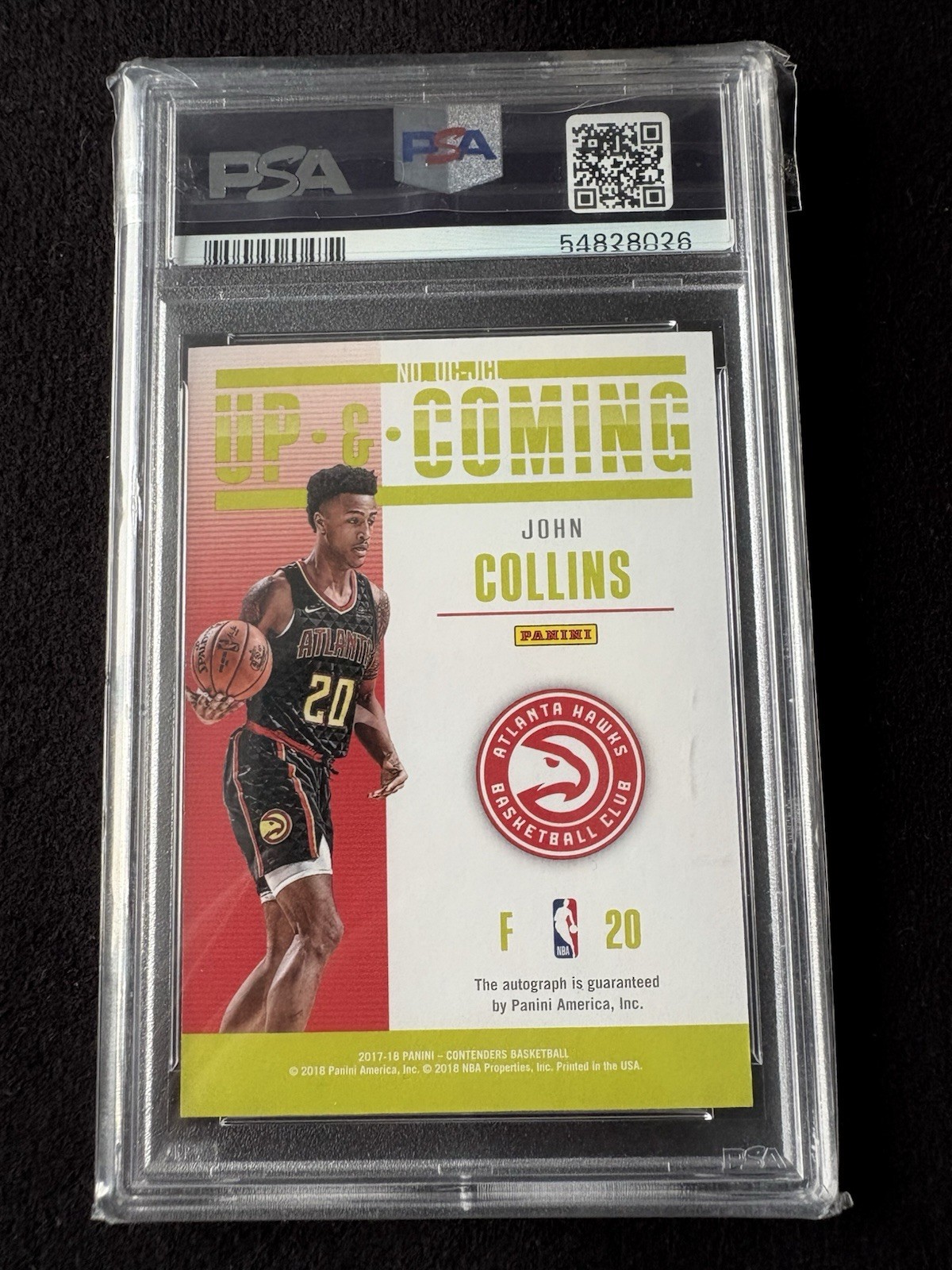 2017 Panini Contenders John Collins Up&Coming Rookie Autograph Gold #/10 PSA 10 view 2