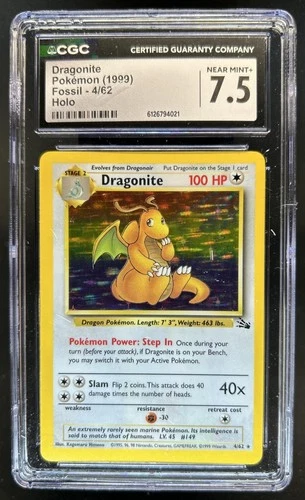 1999 Pokemon Fossil Dragonite #4/62 CGC 7.5