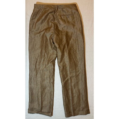 David N. Woman's Belted Linen Blend Brown Trousers Wide Leg Size 10p - Picture 3 of 5