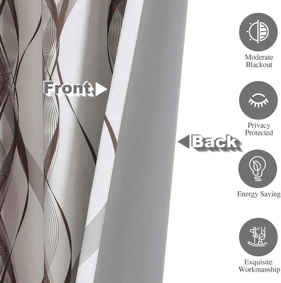 Cortinas Blackout - Aislamiento Térmico, Reducción de Ruido, 52x63 Pulgadas, 2 Paneles Foto 3 de 4