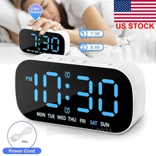 LED Large Display Electric Digital Alarm Clock with Battery Backup and Snooze US
