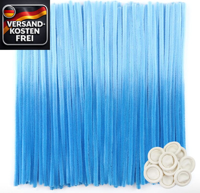 Chenille Pfeifenreiniger Farbverlauf Blau 30cm 6mm Set