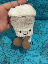Jellycat Amuseables Coffee To Go Plush Bag Charm Keychain Cute Collectible NWT