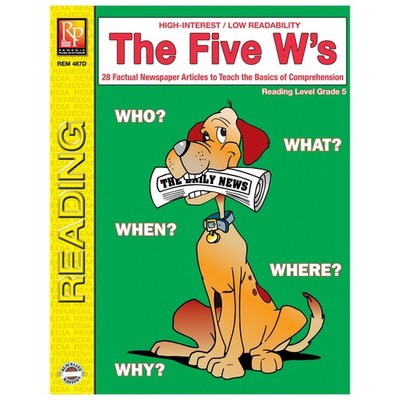 Remedia Publications REM487D Reading Level 5 ''The Five W s Book'', 8.5'' Wid...