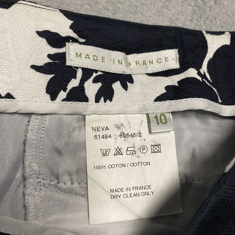 Barnard Zins Pants Womens 10 Black White Floral Textured Trouser Made In France - Image 2 of 4