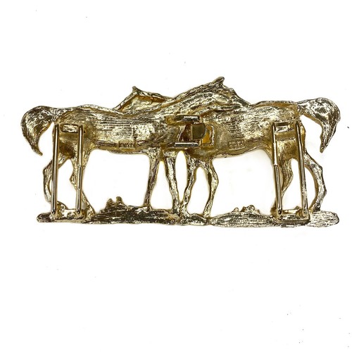 Vintage 1986 Mimi Di N Double Horse Equestrian Interlock Belt Buckle in Gold - Picture 3 of 9