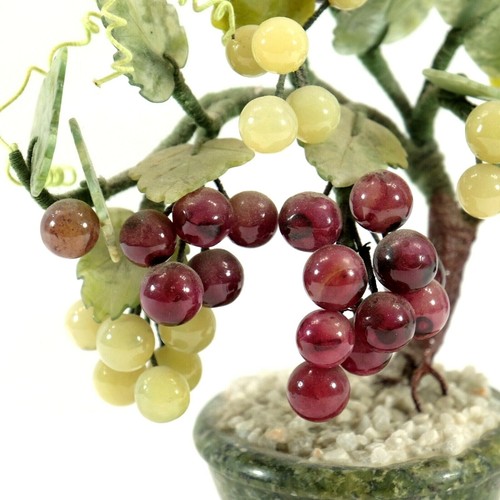 Hand Blown Glass Green & Red Grape Topiary 7 1/2" H x 6 1/2" W x 4" D - Picture 2 of 9