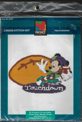Just CrossStitc~Mickey Unlimited~ TouchDown~Cross Stitch Kit #36025 Football