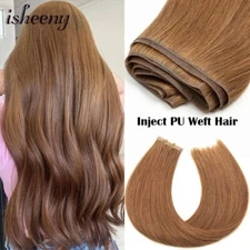Straight Long Tape Weft Hair 12"-22"Invisible PU Skin Weft Human Hair Extensions