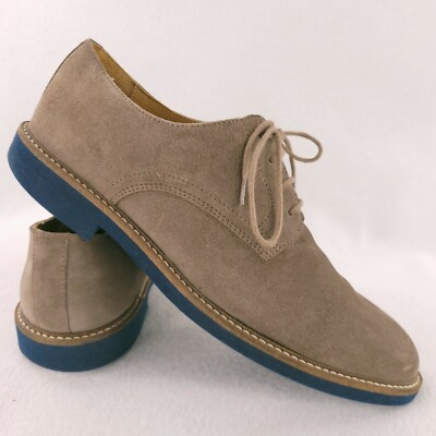 Austen Heller Shoes Mens 8.5 Taupe Beige Blue Suede Derby  display picture 1