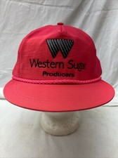 trucker hat baseball cap Vintage SnapBack Nylon Western Sugar Producers Hot Pink