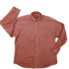 Chaps Ralph Lauren Vintage Men's Red Plaid Long Sleeve Button Up Shirt size XL