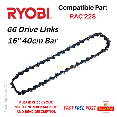 RYOBI RCS 5140B RCS 5145B Chainsaw Chain 40cm 16" 66 Drive Links FAST POST - Picture 1 of 4