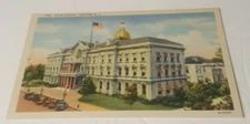 1930s postcard STATE CAPITOL BUILDING Trenton New Jersey cars parked out front