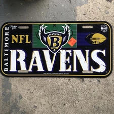 Vintage Wincraft Plastic Front License Plate Car Tag Baltimore Ravens NFL