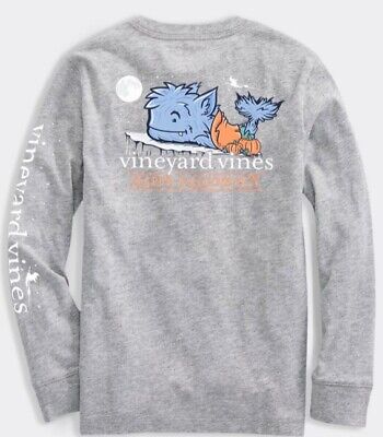 Vineyard Vines Boys Gray Heather Glow Vintage Whale Long Sleeve Pocket T-Shirt
