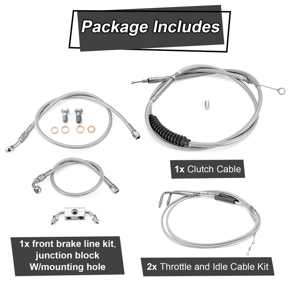 Cable de acelerador embrague freno manillar MOFUN 12" 14" para Harley Dyna FLD FXDB ABS Foto 4 de 4