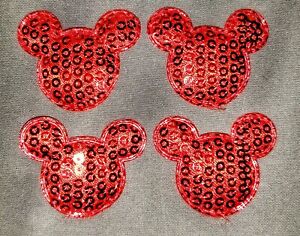 MICKEY MOUSE 4 1/2' SEQUIN Embroidered Sew On Patch Badge Applique Trim
