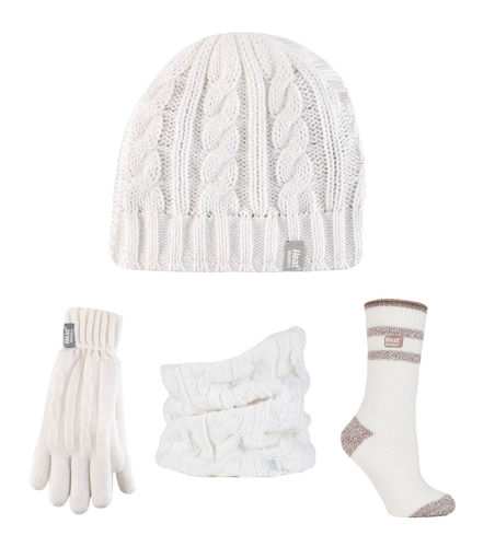 Soportes térmicos - Juego de guantes de sombrero térmico de punto para mujer, calentador de cuello y calcetines de invierno - Imagen 2 de 66