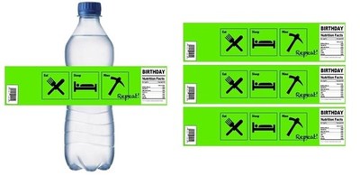 Eat Sleep Mine Repeat Water Bottle Labels| Eat Sleep Mine Party Favor| 12 BOTTLE