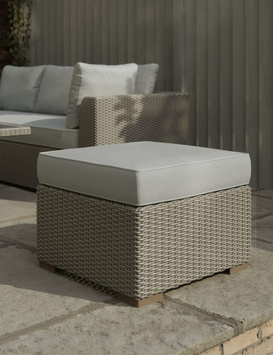 M&S Marlow Rattan Footstool Grey Garden Outdoor Conservatory Marks