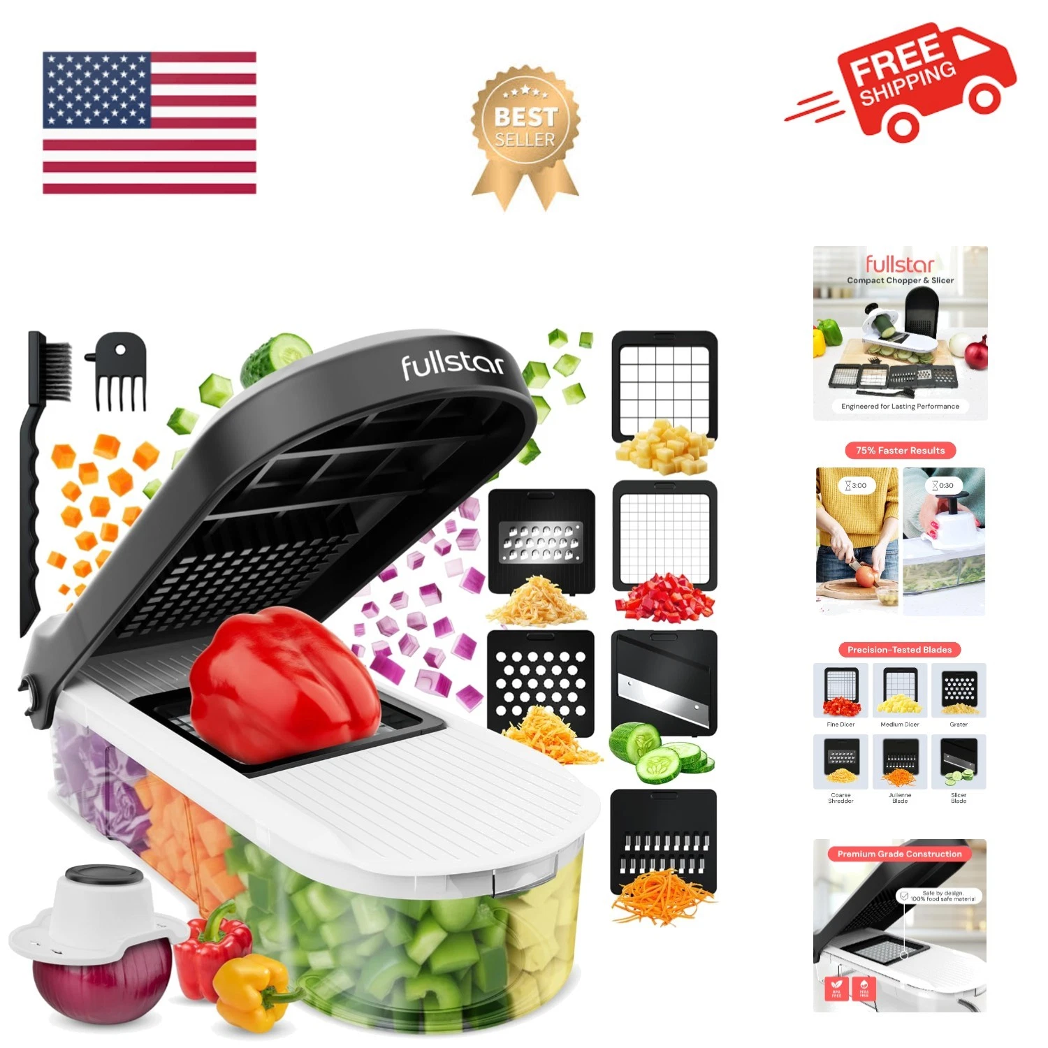 Mandoline Slicer for Kitchen - Vegetable Chopper, Onion Potato Food Veggie Fr...