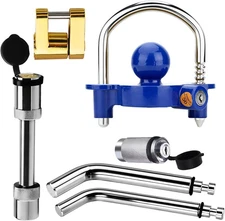 Trailer Hitch Lock Set with 2 Keys, Including Universal Trailer Lock, 2 Bent Tr