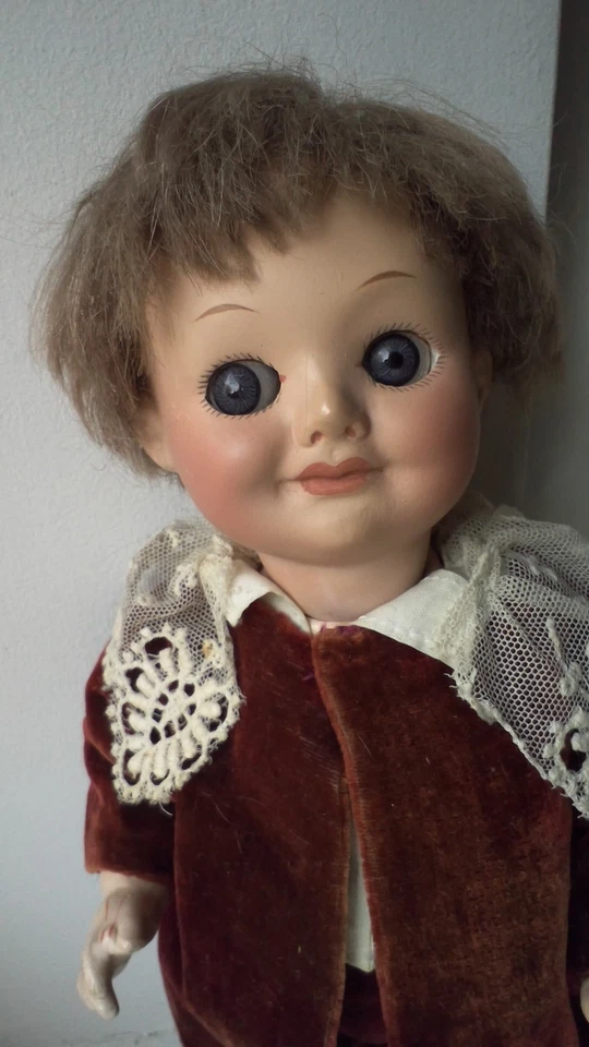 Lindo 9 1/2" Armand Marseilles #323 Googly-Eye boneca menino antigo por volta de 1914 - Imagem 4 de 4