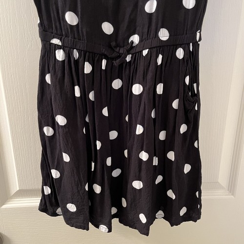 H&M Black with White Polka Dots Dress Pockets Girls Size 5-6 years - Picture 6 of 13
