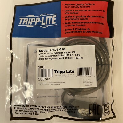 U026-016 Tripp Lite USB 2.0 Active Extension Cable - 16 Ft. 