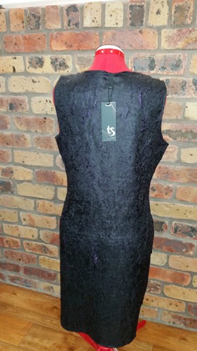 TS Crinkle Cut dress black/deep purple size 16 Brand new with tags RRP $129.95 - Picture 4 of 6