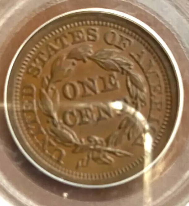 1852   N- 12 BRAIDED  HAIR  LARGE    CENT     PCGS AU58  ( CAC  APPROVED ) - Image 4 of 4