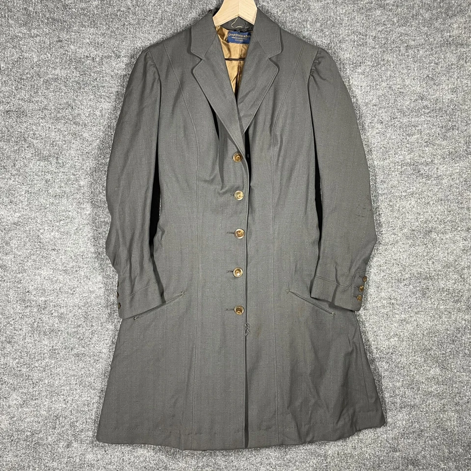 Antiguo Chas A Stevens Victoriano Eduardiano Traje de Caminar Chaqueta Falda Conjunto Lana Foto 3 de 4