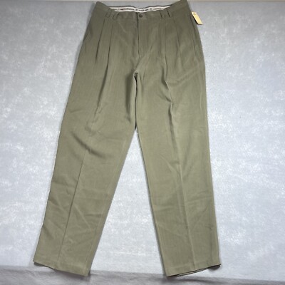 Tommy Bahama Pleated Pants Fishbone Men's 38x33 Brown 100