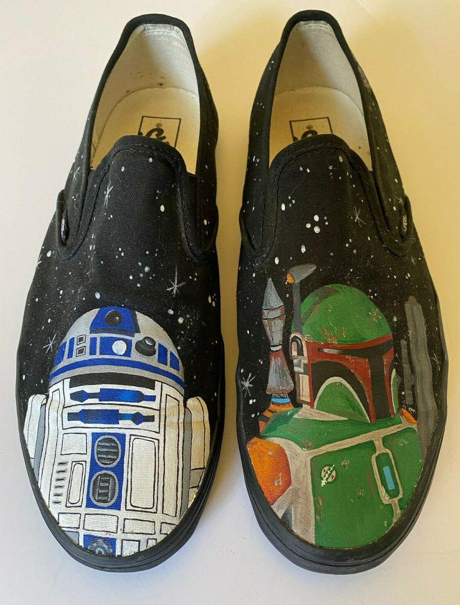 Van's Star Wars Men's size 11 Classic Boba Fett R2D2 handpainted AMAZING!