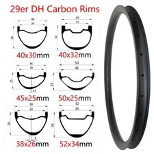 29er DH Mountain Bike Carbon Fiber Rims Clincher Tubeless Bicycle Wheels 28 32H