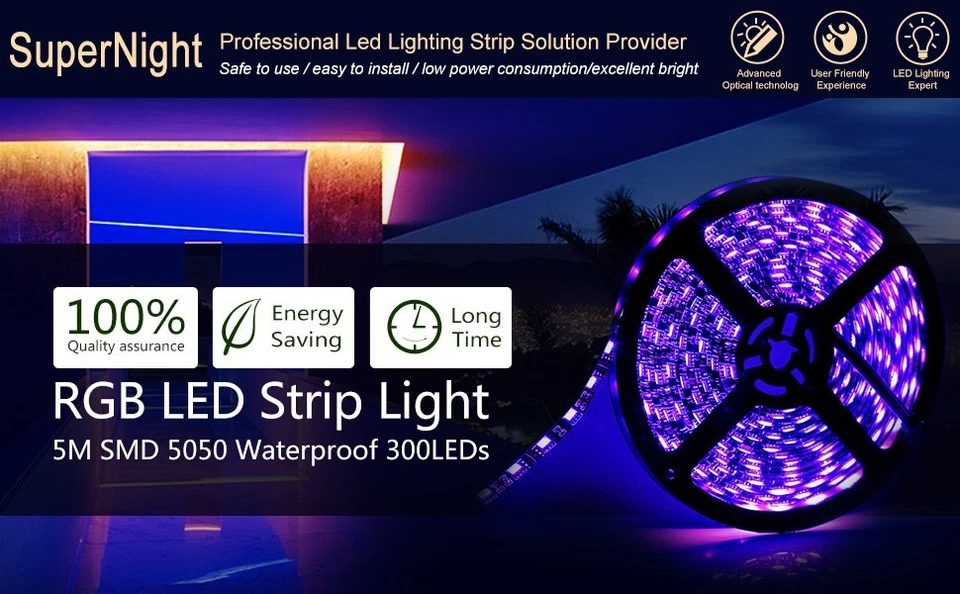 5M Black LED Strip Light RGB 5050 SMD for Home Outdoor Party with Remote Control - Image 3 of 4