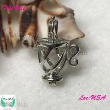 The Cup - Silver Plated - Locket Pearl Cage Pendant - Hold 6mm - 8mm Pearl