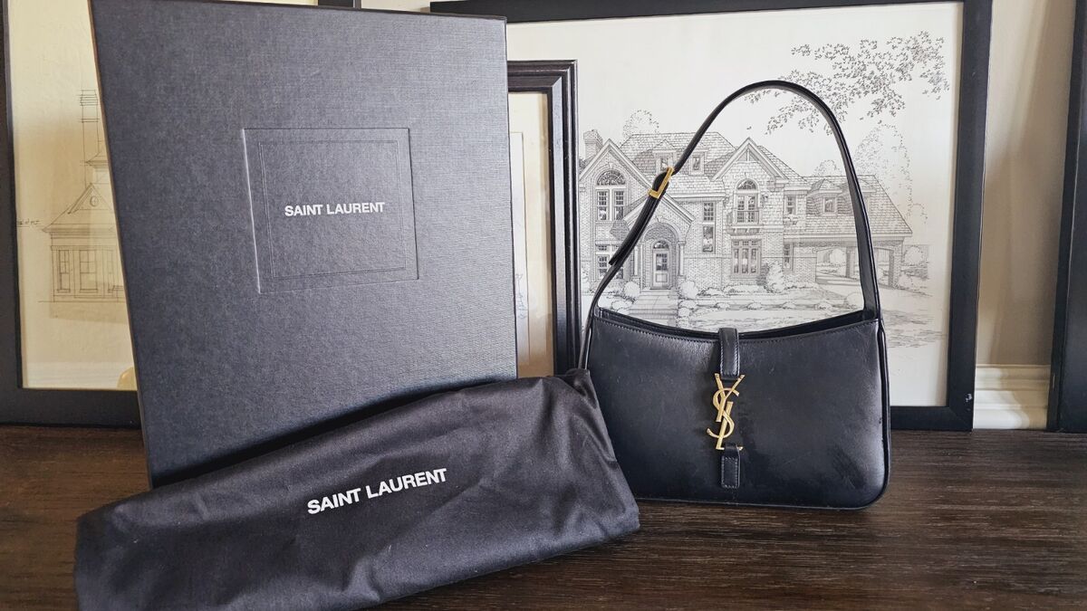 $2400 SAINT LAURENT YSL BLACK Le 5 à 7 PADDED LEATHER HOBO $2400 SAINT LAURENT YSL BLACK Le 5 à 7 PADDED LEATHER HOBO
